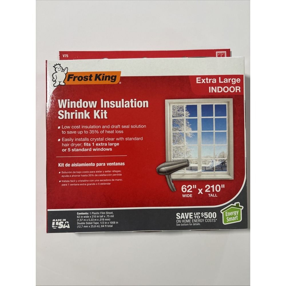 Frost King Window Insulation Shrink Kit Extra Large Indoor 62" x 210" #V75 NIB